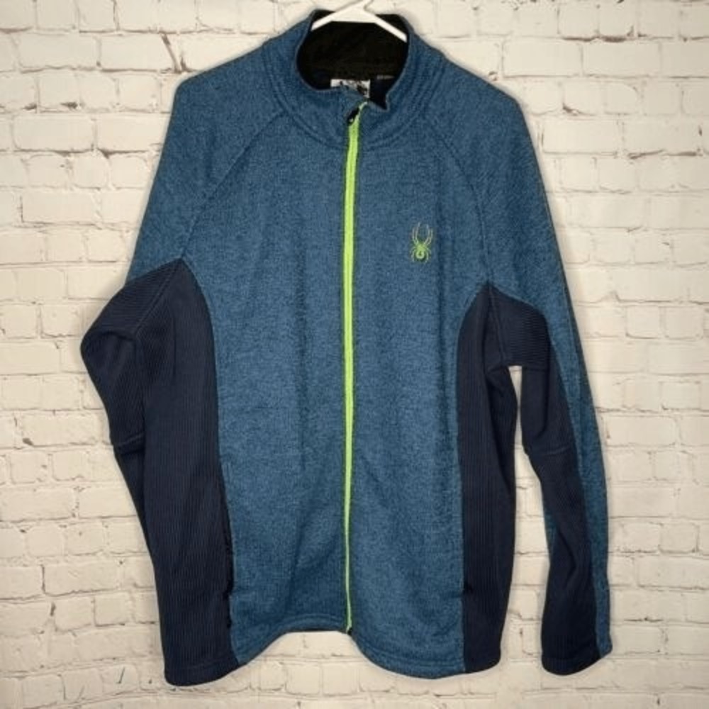 Spyder Foremost Blue Pockets FullZip MockNeck Lined‎ Fleece Jacket Men XL Jordan
